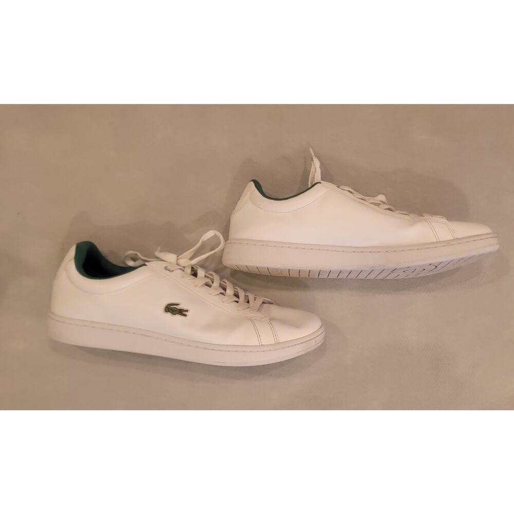 Lacoste Men's Hydez Leather Sneakers - White / Green - Size 10 - Classic Court